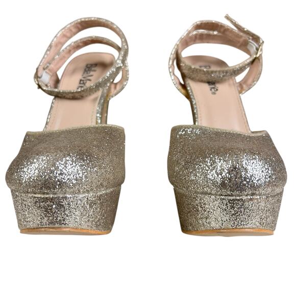 Bella Marie Platform Sandals Women Sze 7 Glitter Heels Event Glam 5" Heels Shoes - Picture 4 of 12